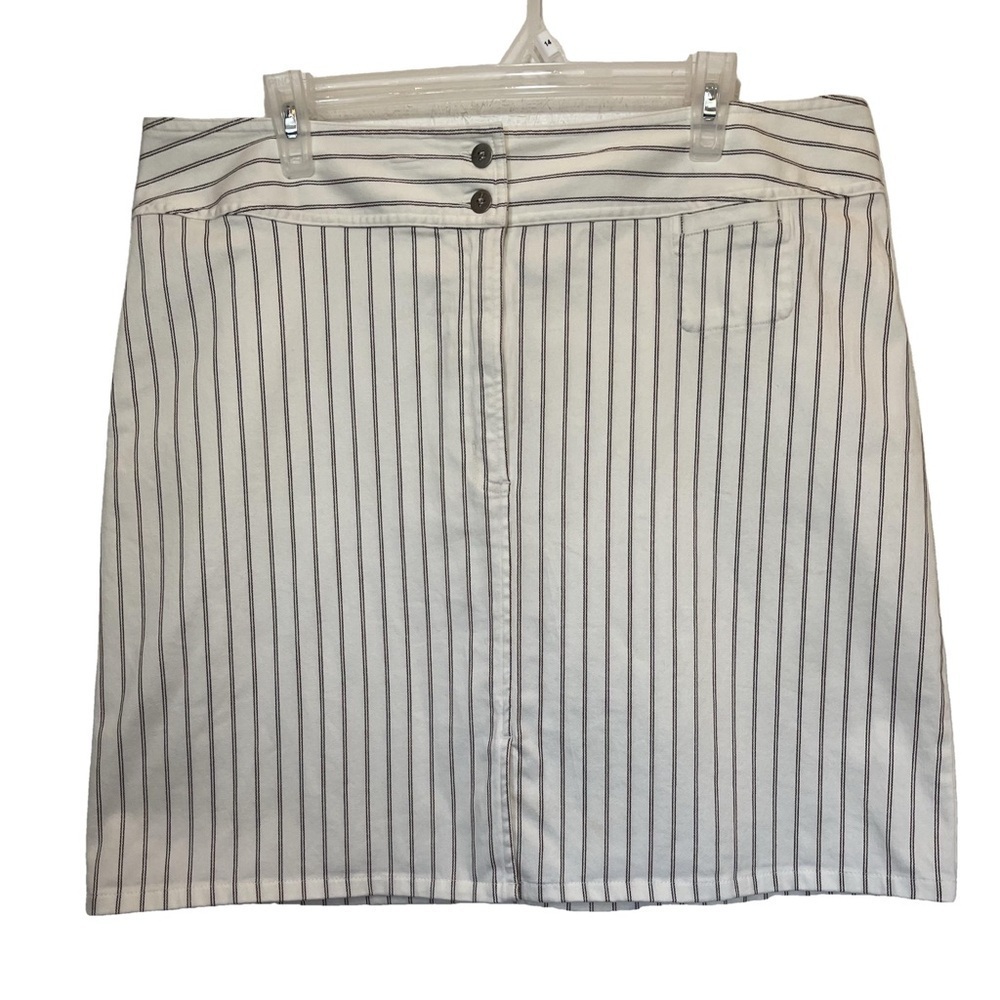 Chicos White Striped Midi Pencil Skirt Business Casual Spring Size XLg